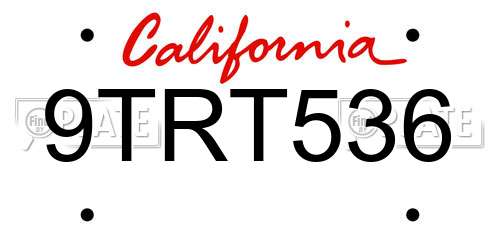 9TRT536 California License Plate
