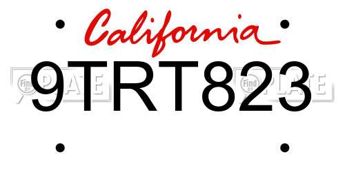 9TRT823 California License Plate