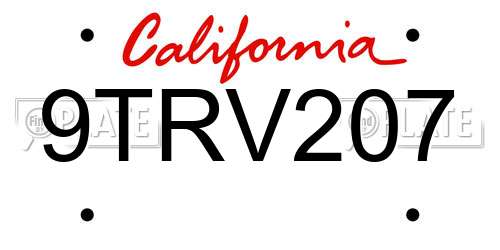 9TRV207 California License Plate