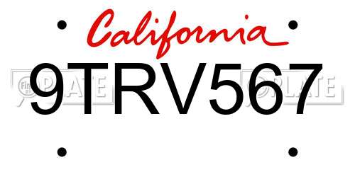 9TRV567 California License Plate