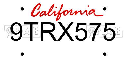 9TRX575 California License Plate