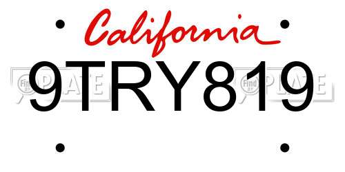 9TRY819 California License Plate