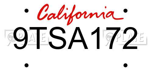 9TSA172 California License Plate