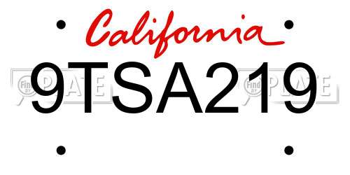9TSA219 California License Plate