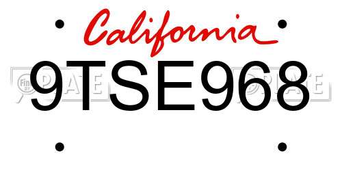 9TSE968 California License Plate