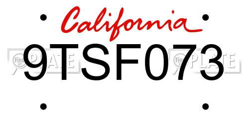 9TSF073 California License Plate