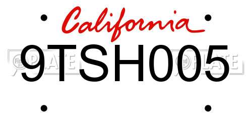 9TSH005 California License Plate