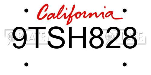9TSH828 California License Plate
