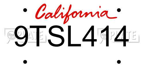 9TSL414 California License Plate