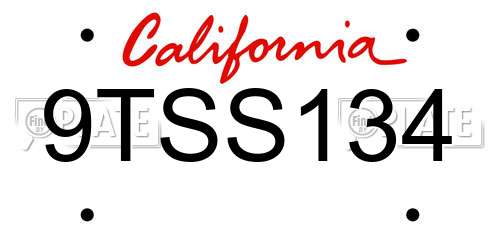 9TSS134 California License Plate