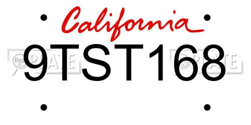 9TST168 California License Plate