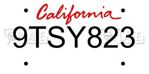 9TSY823 California License Plate