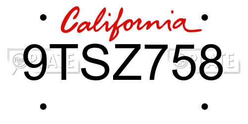 9TSZ758 California License Plate