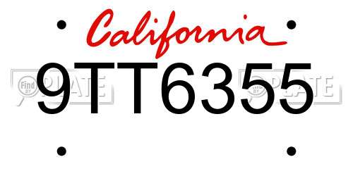 9TT6355 California License Plate