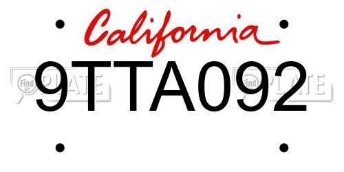 9TTA092 California License Plate