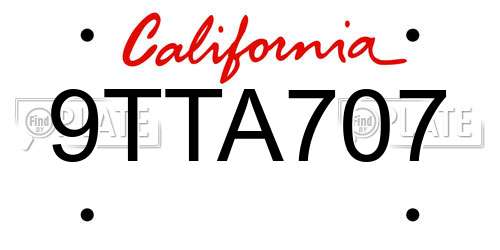 9TTA707 California License Plate