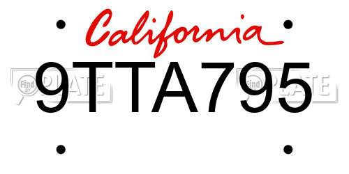 9TTA795 California License Plate