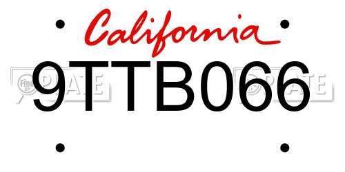 9TTB066 California License Plate