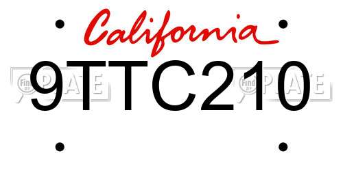 9TTC210 California License Plate