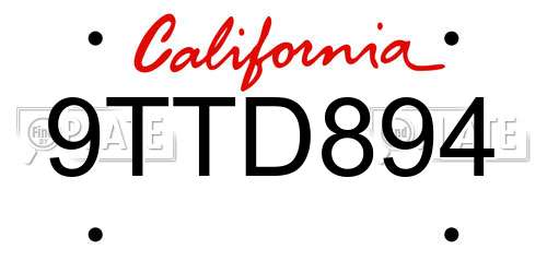9TTD894 California License Plate