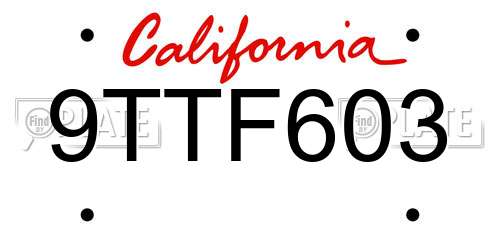 9TTF603 California License Plate