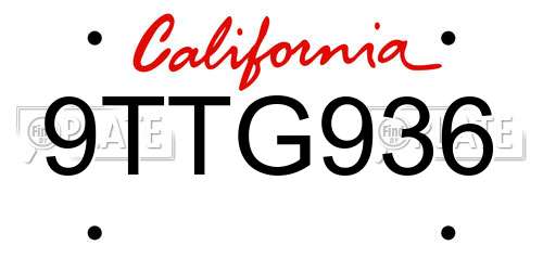 9TTG936 California License Plate