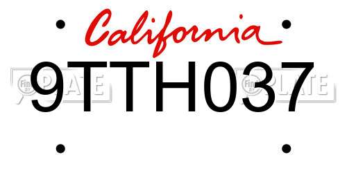 9TTH037 California License Plate