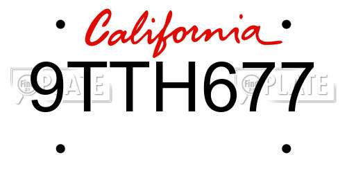 9TTH677 California License Plate