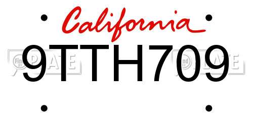 9TTH709 California License Plate