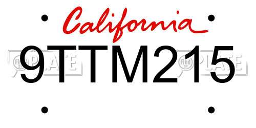 9TTM215 California License Plate