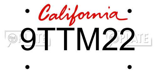 9TTM22 California License Plate