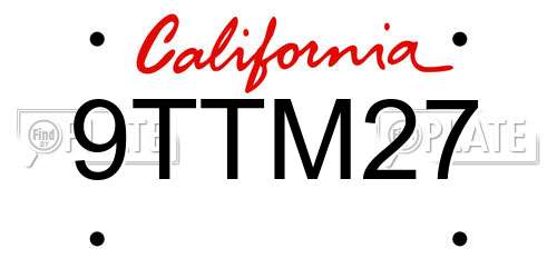 9TTM27 California License Plate