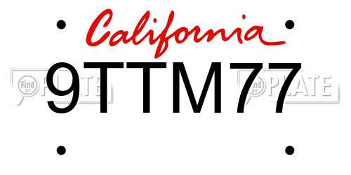 9TTM77 California License Plate