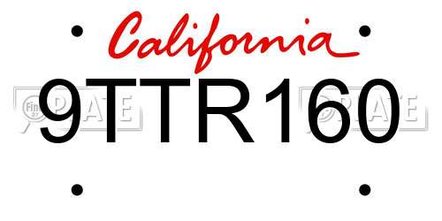 9TTR160 California License Plate