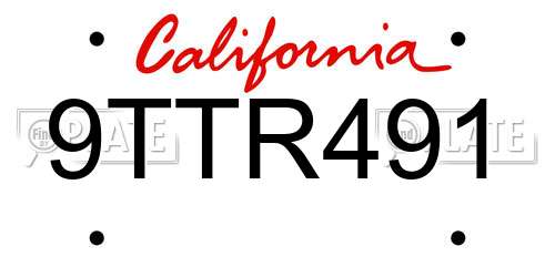 9TTR491 California License Plate