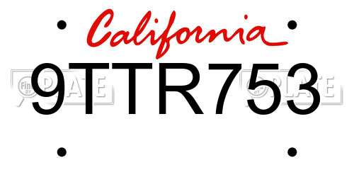 9TTR753 California License Plate