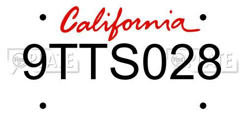 9TTS028 California License Plate
