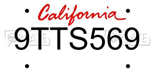 9TTS569 California License Plate