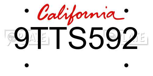 9TTS592 California License Plate