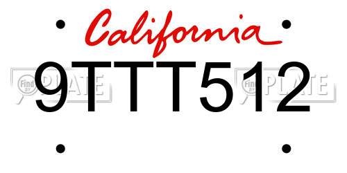 9TTT512 California License Plate
