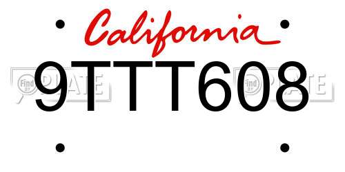 9TTT608 California License Plate