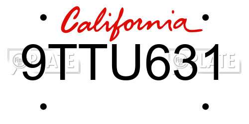 9TTU631 California License Plate