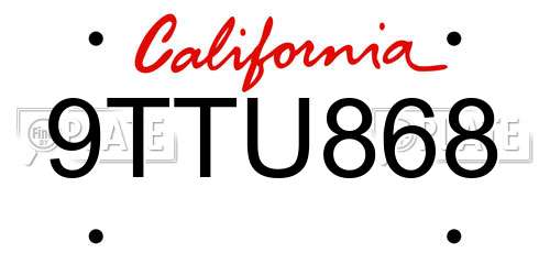 9TTU868 California License Plate