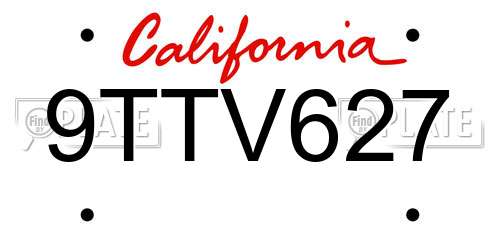 9TTV627 California License Plate