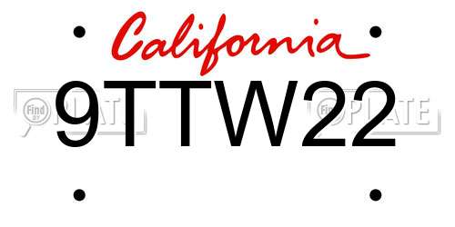 9TTW22 California License Plate