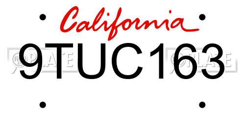 9TUC163 California License Plate