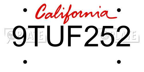 9TUF252 California License Plate