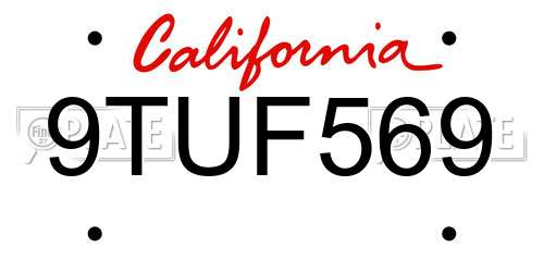 9TUF569 California License Plate