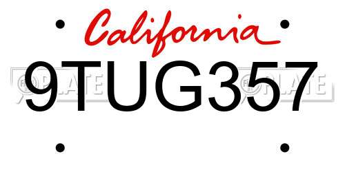 9TUG357 California License Plate