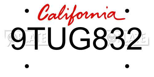 9TUG832 California License Plate